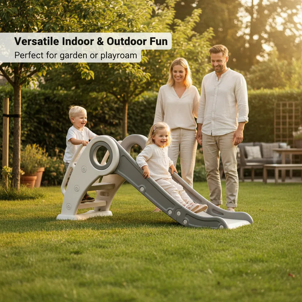 Glijbaan Peuter Inklapbaar Wit/Donkergrijs voor binnen en buiten