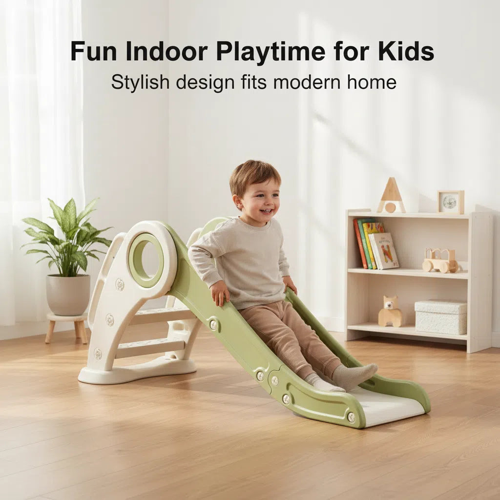 Glijbaan Peuter Inklapbaar Wit/Groen voor binnen en buiten