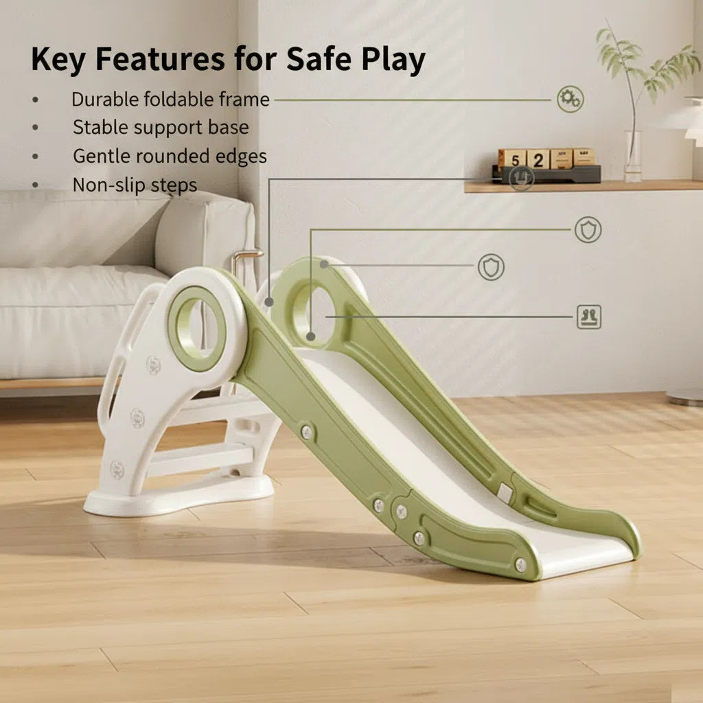 Glijbaan Peuter Inklapbaar Wit/Groen voor binnen en buiten