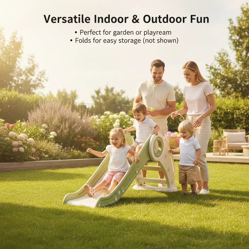 Glijbaan Peuter Inklapbaar Wit/Groen voor binnen en buiten