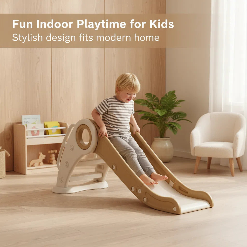 Glijbaan Peuter Inklapbaar Wit/Beige voor binnen en buiten