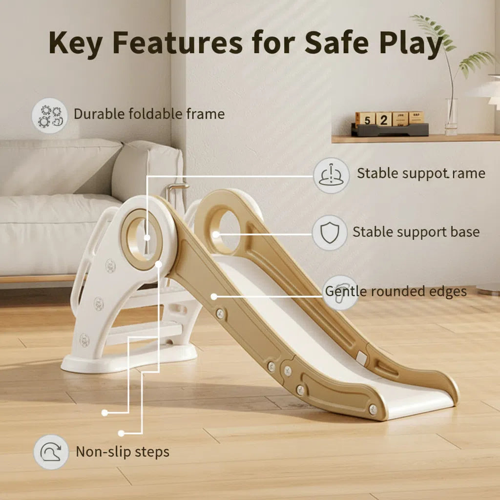 Glijbaan Peuter Inklapbaar Wit/Beige voor binnen en buiten