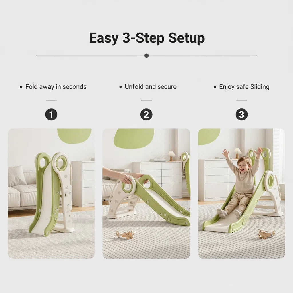 Glijbaan Peuter Inklapbaar Wit/Groen voor binnen en buiten