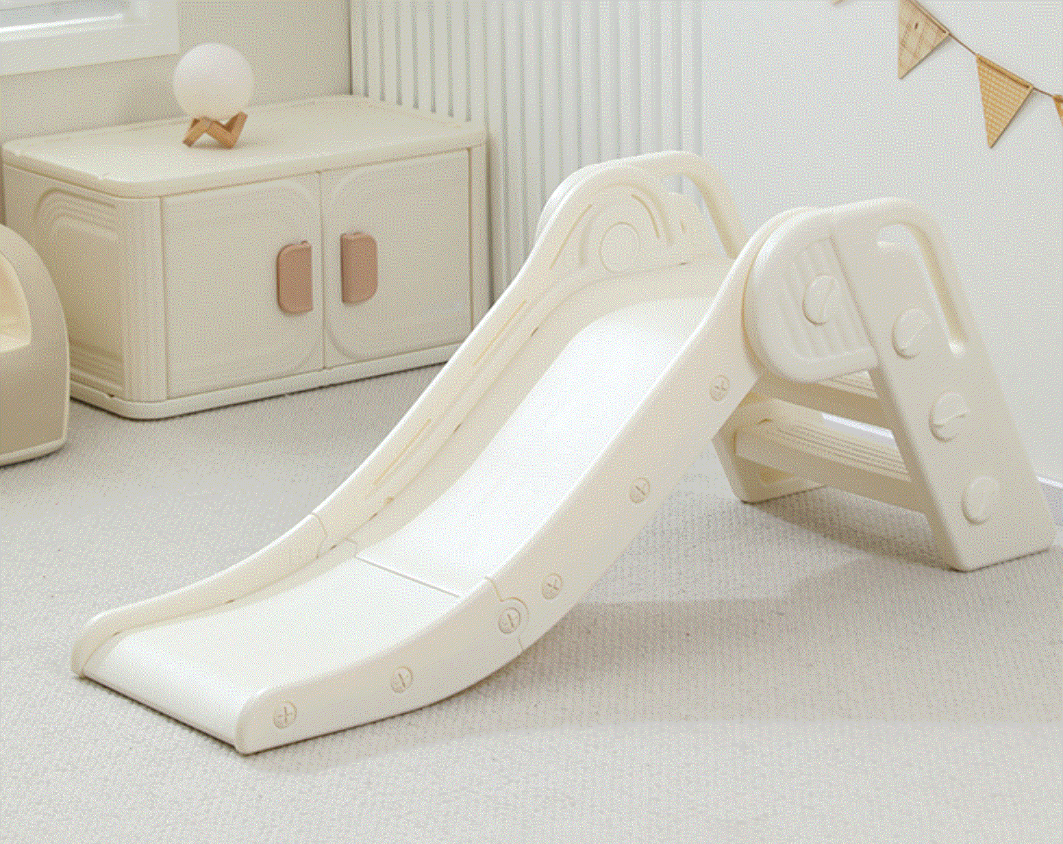 Glijbaan Peuter Basic inklapbare offwhite peuterglijbaan voor binnen en buiten, veilig en duurzaam kunststof