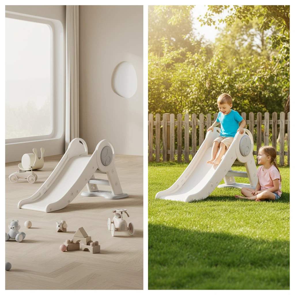 Glijbaan Basic Modern Inklapbaar Peuter Wit/Grijs voor binnen en buiten