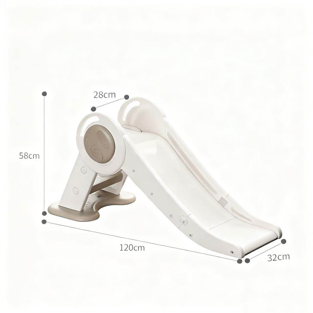 Glijbaan Peuter inklapbare witte/beige glijbaan voor binnen en buiten met antislip treden