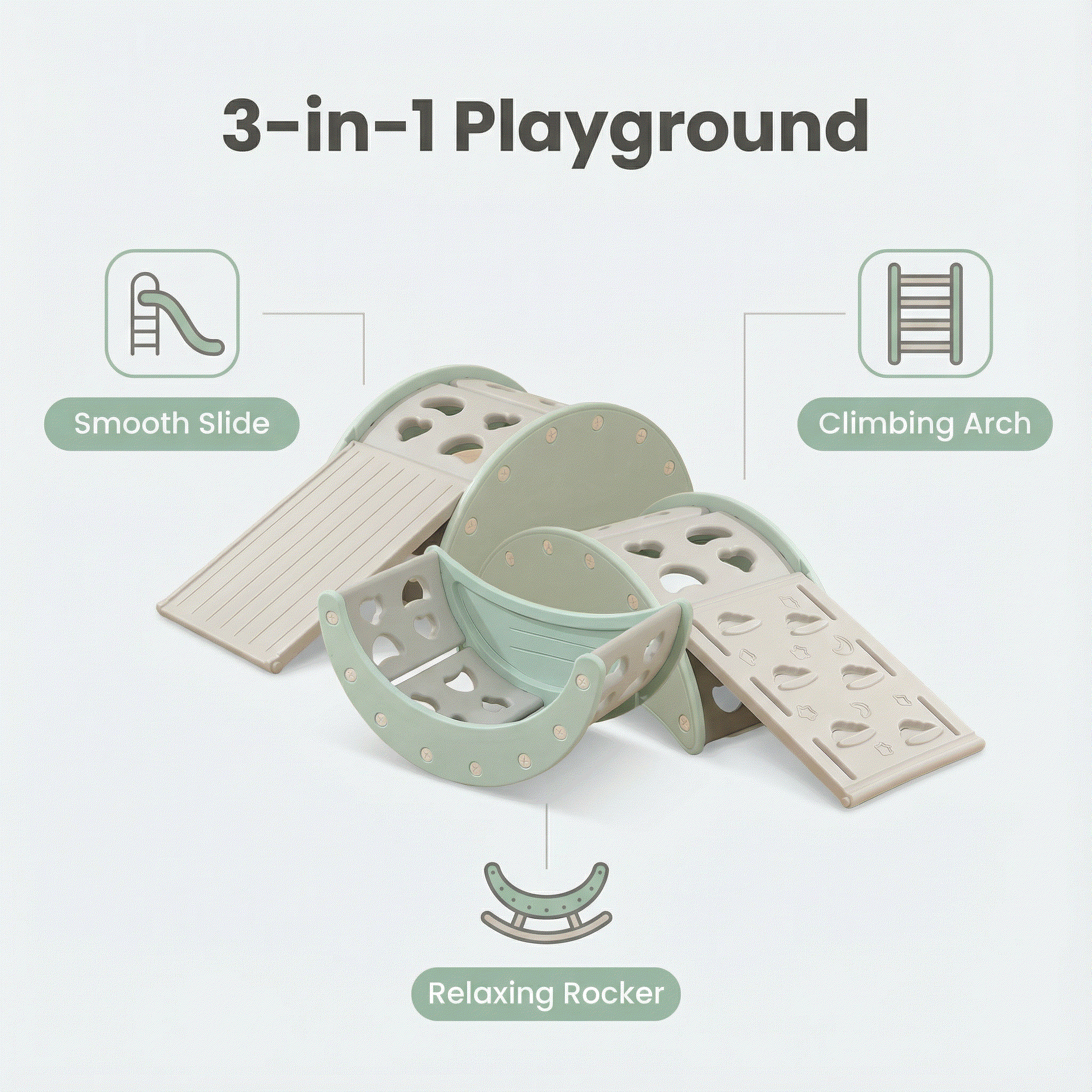 Montessori 4 in 1 speeltoestel mint groen multifunctioneel veilig duurzaam