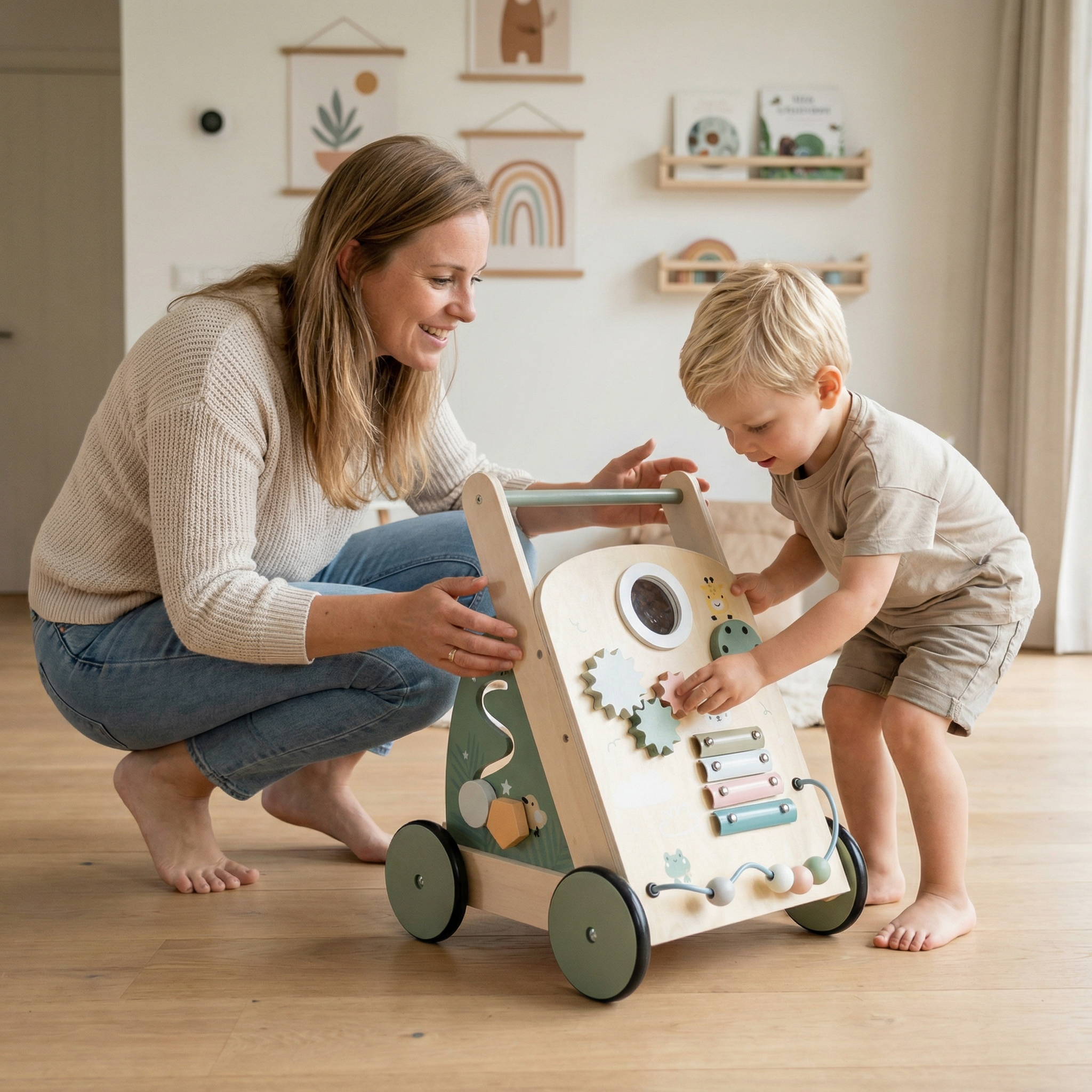 Loopwagen-Trainer Hout Activity Groen
