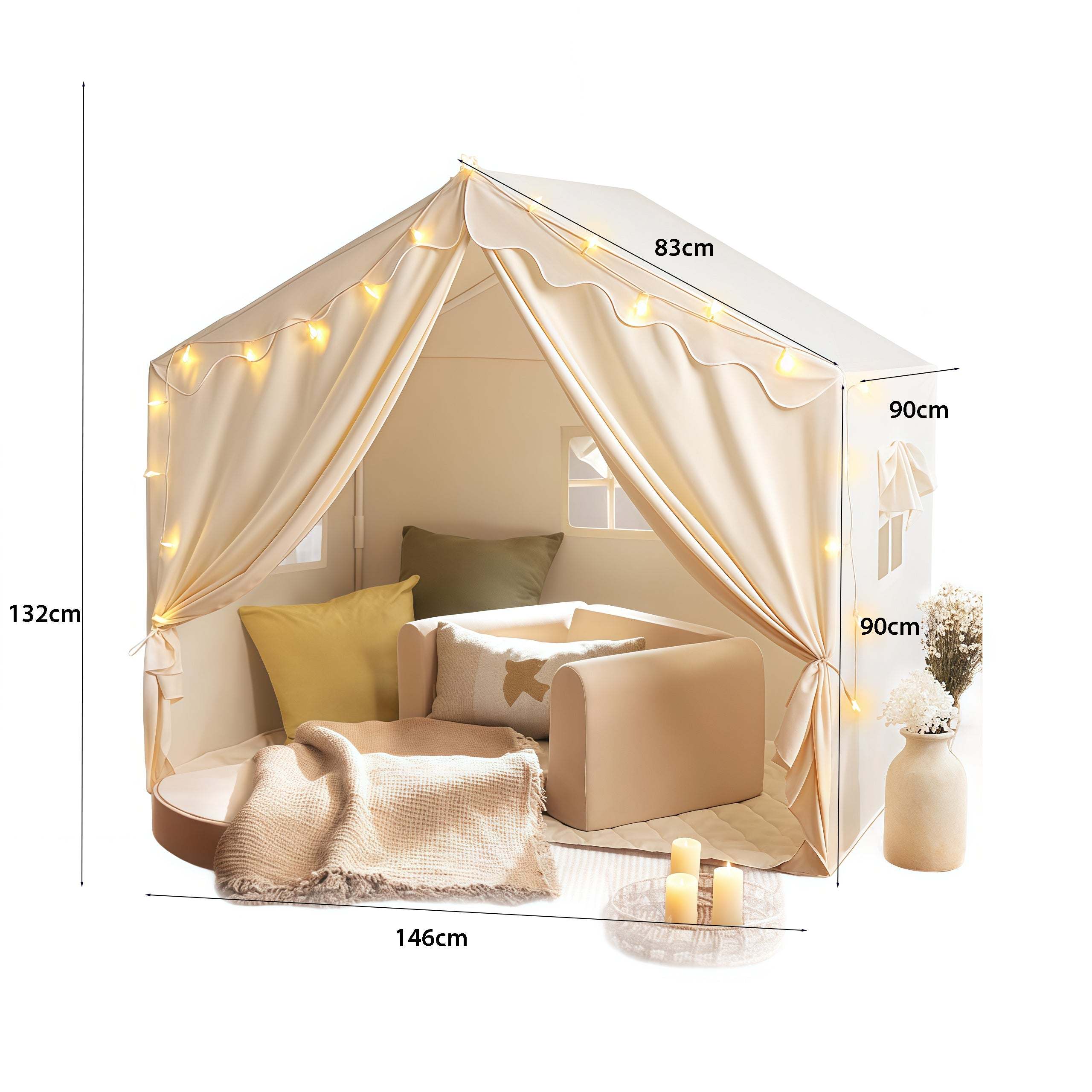 Speeltent Crème Huis knusse binnen speelplek voor kinderen 1-5 jaar