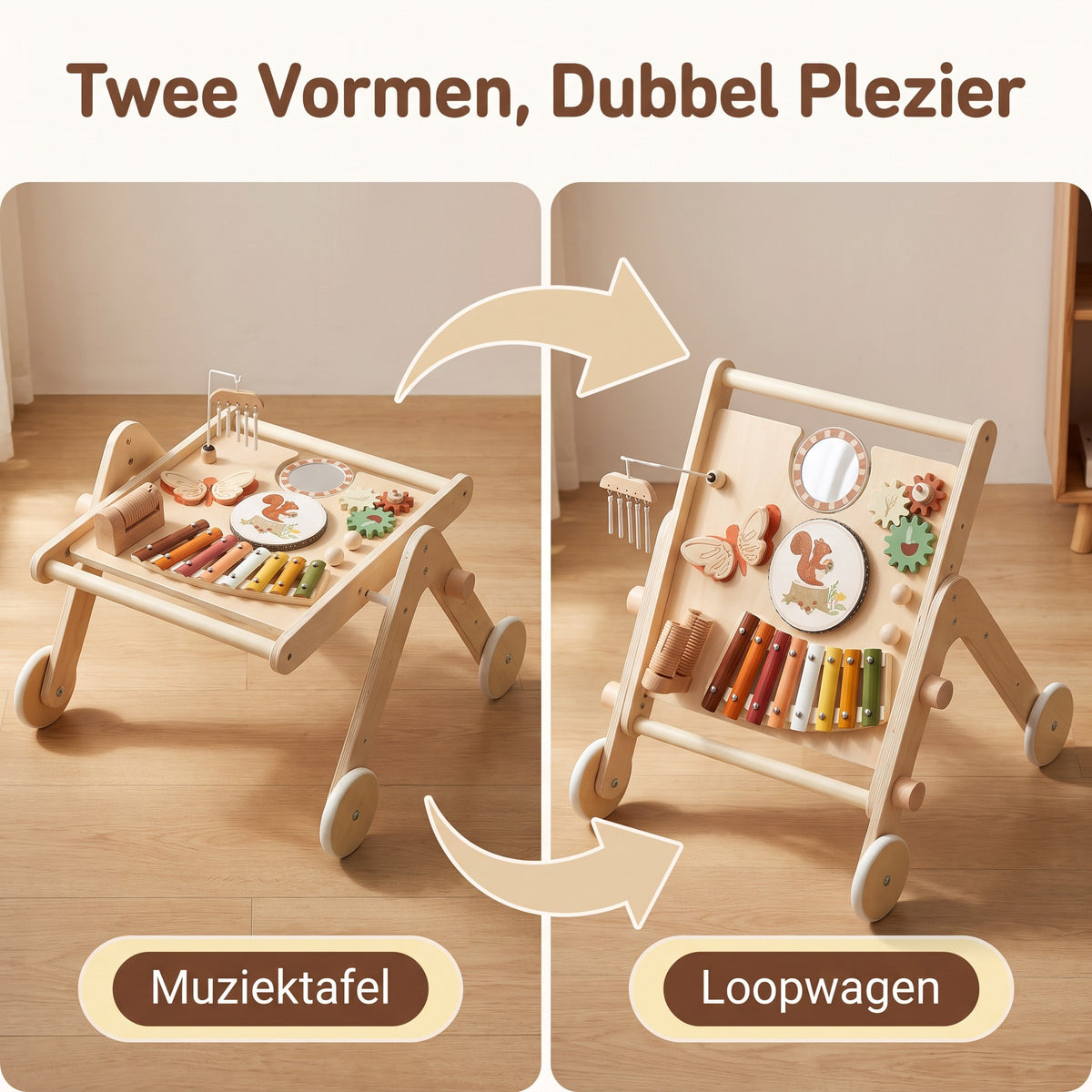 Houten Loopwagen-Trainer Muziek | Russle