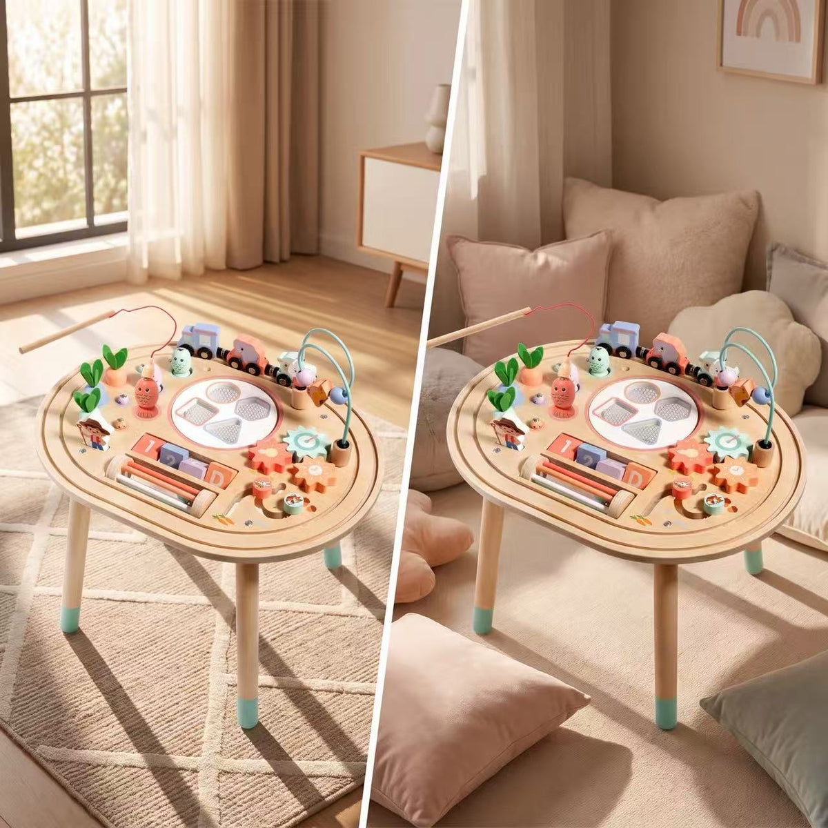 Houten Activiteitentafel met Visspel en Vormpjes | Russle