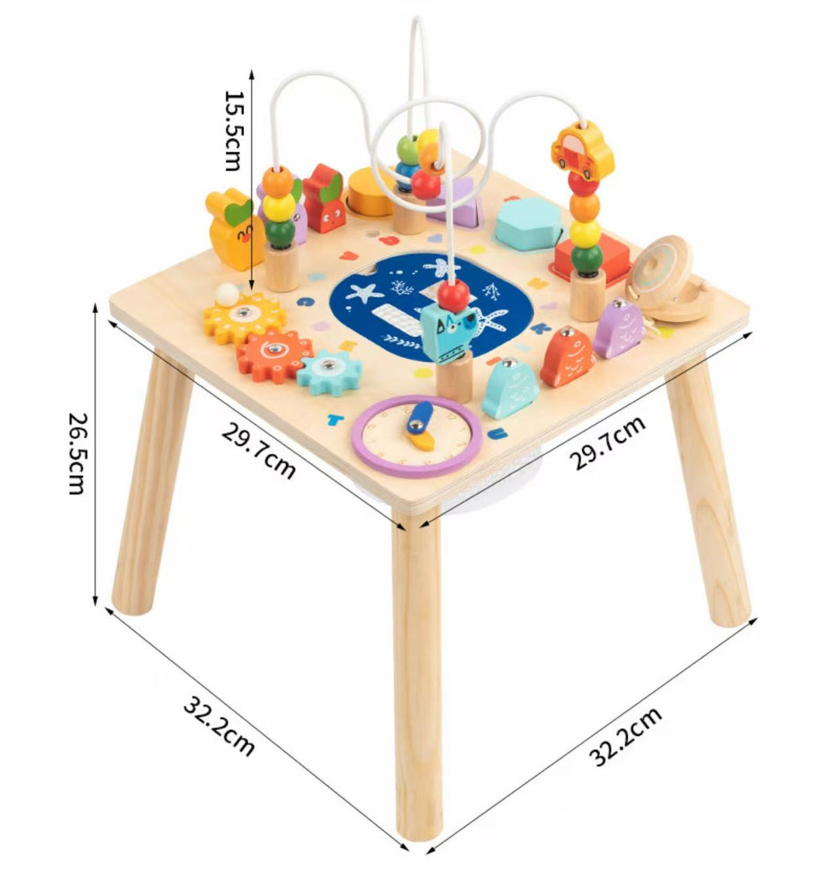 Houten Activiteitentafel met Klokje | Russle