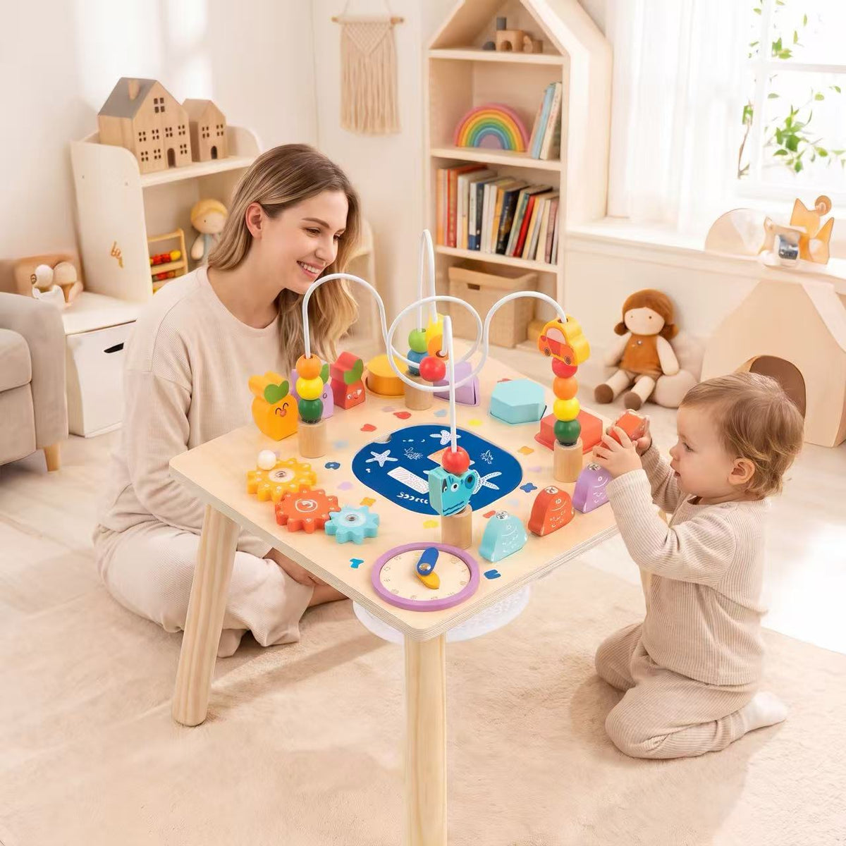 Houten Activiteitentafel met Klokje | Russle