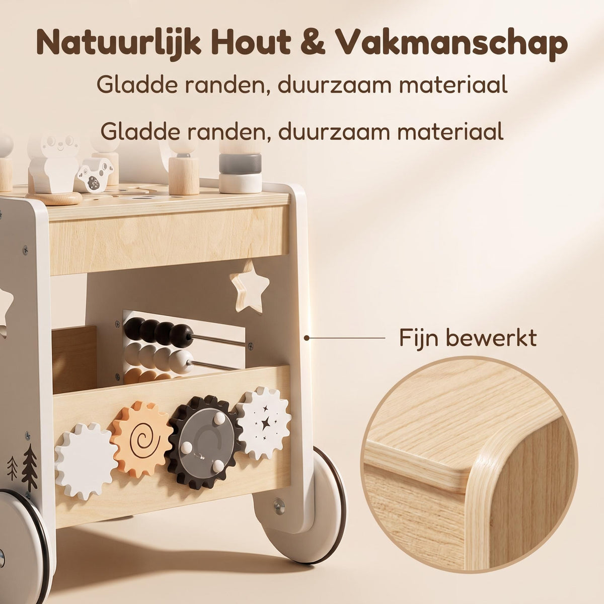 Houten Loopwagen - Trainer - Zwart/Wit | Russle