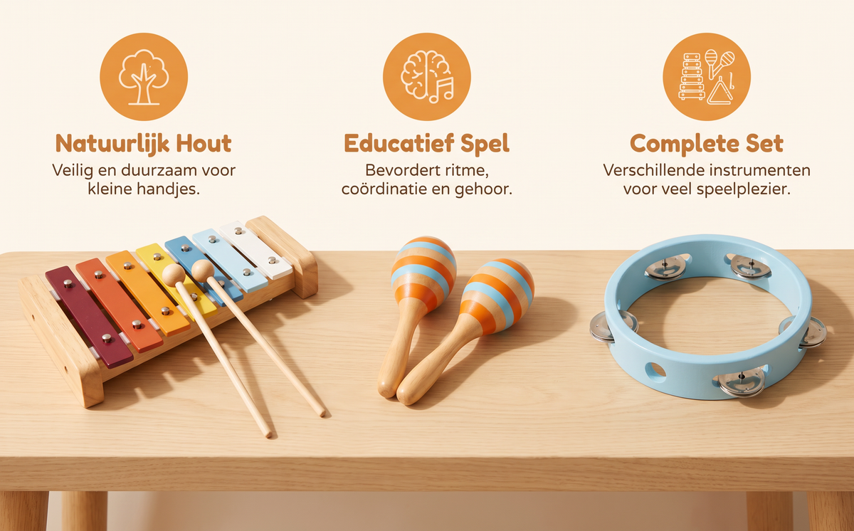 Houten Muziekset Montessori Oranje | Russle
