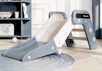 Glijbaan Peuter Modern Inklapbaar wit/blauwe peuterglijbaan voor binnen en buiten, duurzaam kunststof, veilig met antislip treden