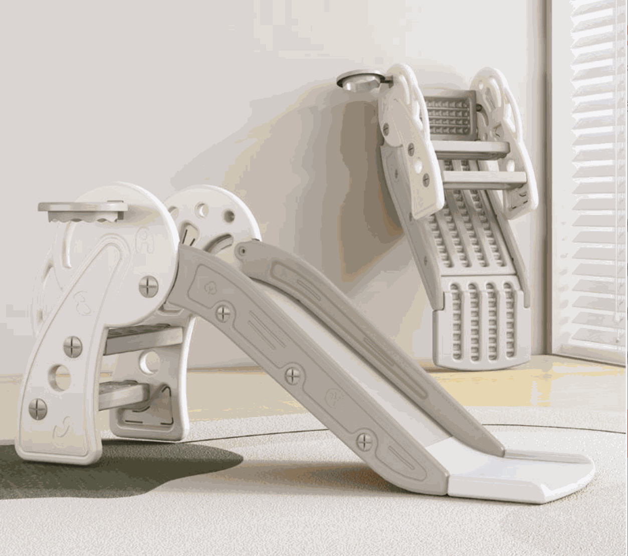 Glijbaan peuter Nature Inklapbaar grijze inklapbare peuterglijbaan voor binnen en buiten, duurzaam kunststof en antislip treden