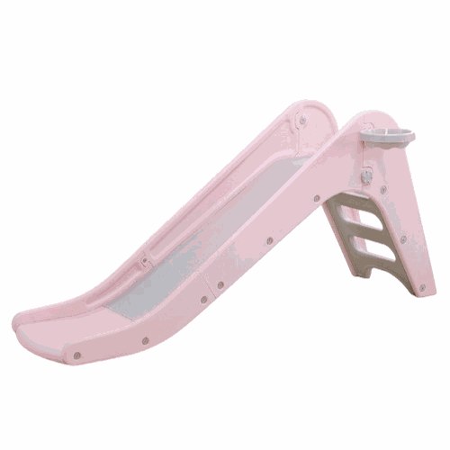 Glijbaan Kleuter Nordic roze XL extra lange stevige kunststof glijbaan voor binnen en buitengebruik met antislip treden
