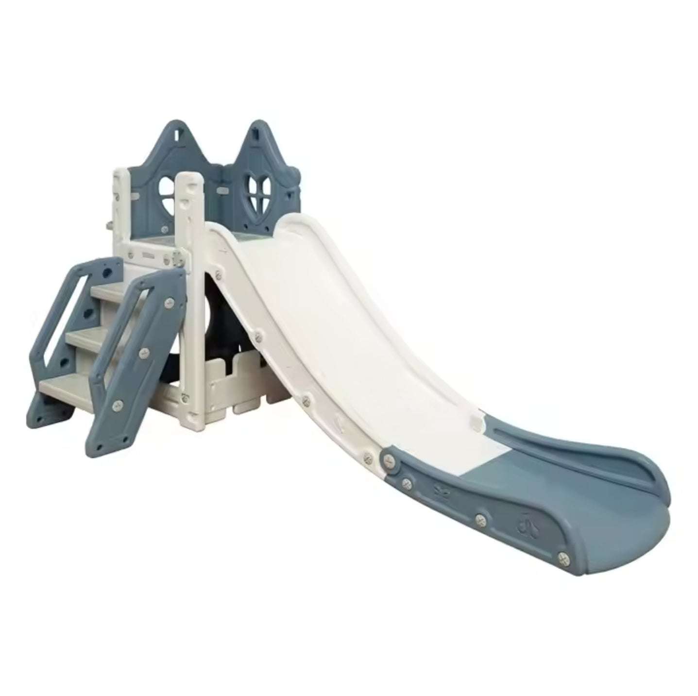 Blauw Speeltoestel Toren Huis met glijbaan en antislip treden voor kinderen binnen en buiten