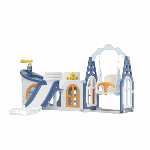 Speeltoestel Boot Multicolor met glijbaan, schommel en verrekijker voor binnen en buiten, geschikt voor peuters en kleuters