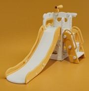 Speeltoestel Toren 3 in 1 crème-geel met glijbaan en verrekijker voor binnen en buiten, kinder speeltoestel voor 3-5 jaar