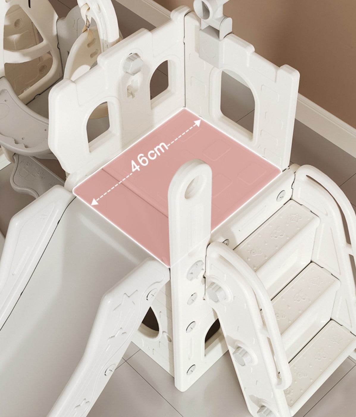 Speeltoestel Toren 3 in 1 wit kunststof speelhuisje met glijbaan en trap voor peuters binnen en buiten