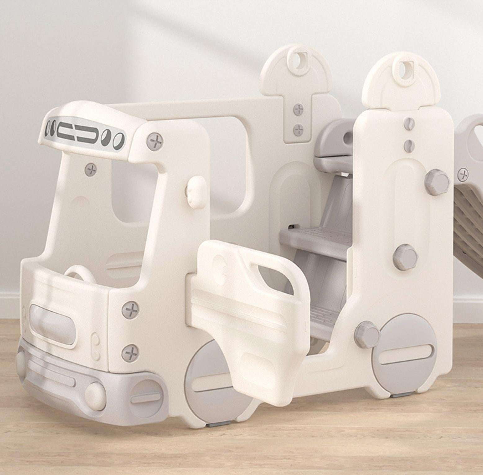 Speeltoestel Peuter Busje wit met glijbaan voor binnen en buitengebruik