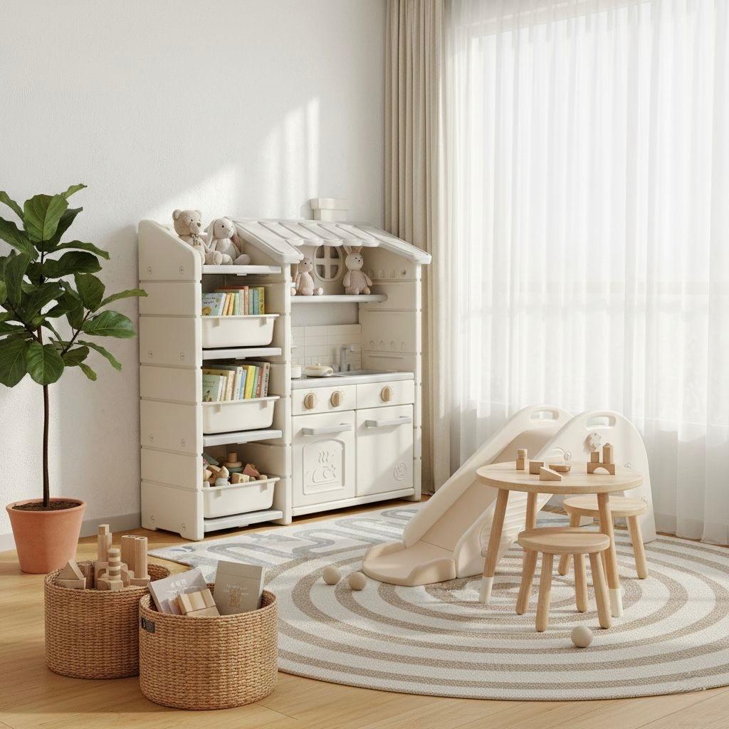 Speelkeuken Grijs | Neutrale kunststof keuken met opbergbakken