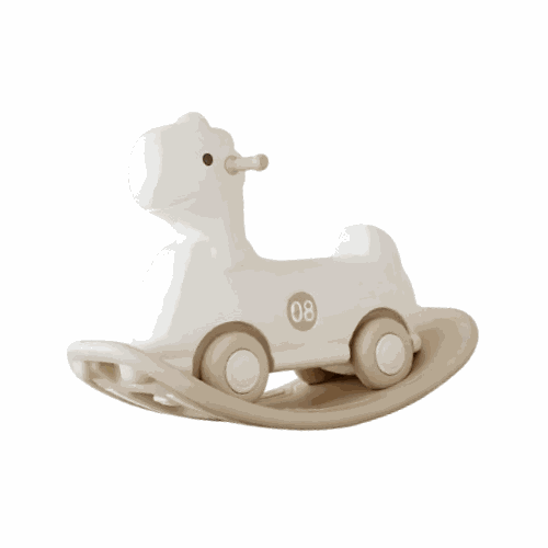 Hobbeldier Loopwagen Basic Beige/Créme 2-in-1 houten speelgoed schommel en loopwagen voor kinderen binnen en buiten