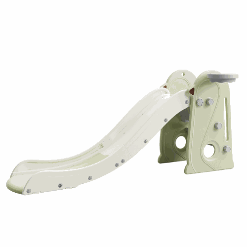 Glijbaan Robuust Peuter Kleuter in army groen en crème, opvouwbare kunststof glijbaan voor binnen en buiten, geschikt voor kinderen 3-5 jaar