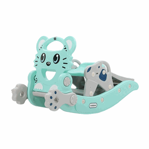 Hobbeldier Mint Groen 2-in-1 hobbelpaard en glijbaan voor kinderen