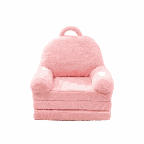 Pluizige Kinder Fauteuil roze met verlengstuk van zachte stof voor kinderen