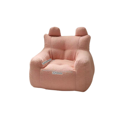 Roze Teddy Peuter Poef Kinderfauteuil van zachte teddy stof met speelse oortjes, geschikt voor kinderen 1-3 jaar