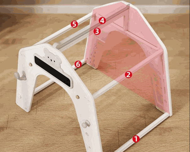 Beige kunststof speelhuis tent frame met stoffen dak voor peuters en kleuters, geschikt voor binnen en buiten gebruik