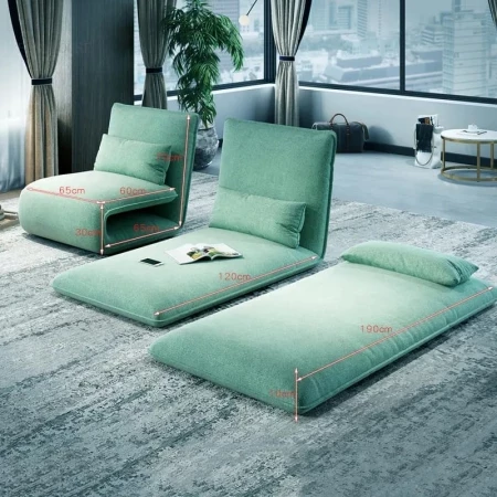Luxe Slaapfauteuil - uitvouwbaar Chair & Bed +kussen Army Groen