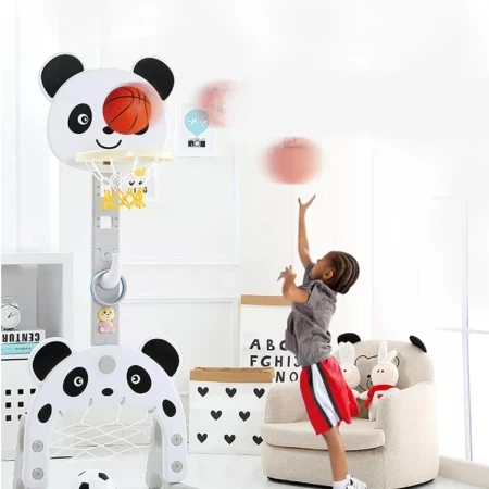 Basketbalstandaard Panda Zwart-Wit met goaltje, golfstick en 2 ballen