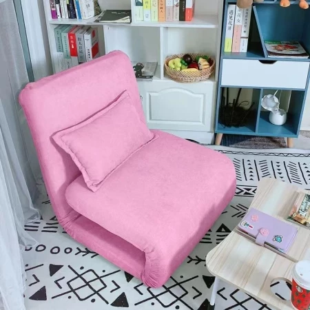 Luxe Slaapfauteuil - uitvouwbaar Chair & Bed +kussen Roze