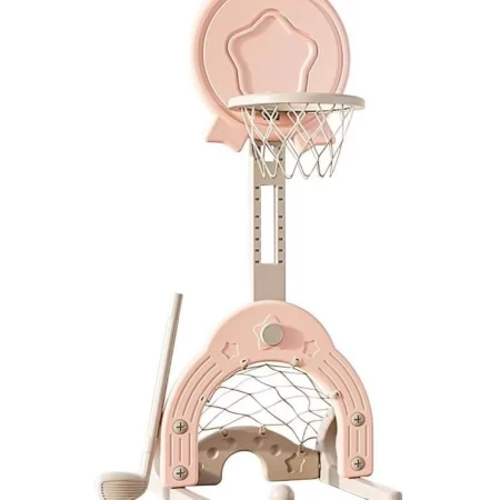 Basketbalstandaard Ster - Roze met goaltje, golfstick en 3 ballen