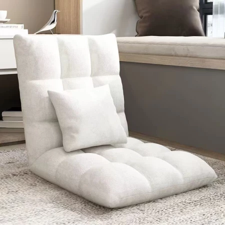 Vloerstoel Modern Wit - Offwhite - uitvouwbaar Stoel & Bed - met kussen