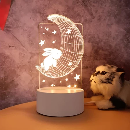 lamp-nachtlamp-licht - 3D Moon love-lamp Konijn