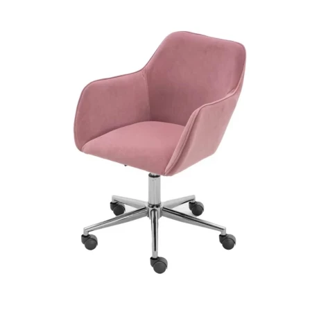 Moderne Velvet Bureaustoel  Roze - Zilverkleurig onderstel