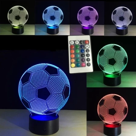 lamp-nachtlamp-licht - 3D lamp voetbal - 16 kleuren