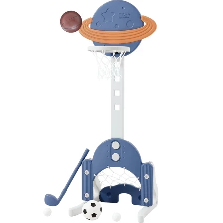 Basketbalstandaard Ruimte - Planeet Blauw met goaltje, golfstick en 3 ballen
