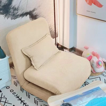 Luxe Slaapfauteuil - uitvouwbaar Chair & Bed +kussen Teddy Offwhite