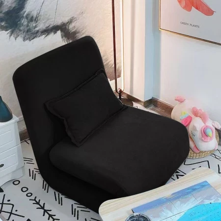 Luxe Slaapfauteuil - uitvouwbaar Chair & Bed +kussen Zwart