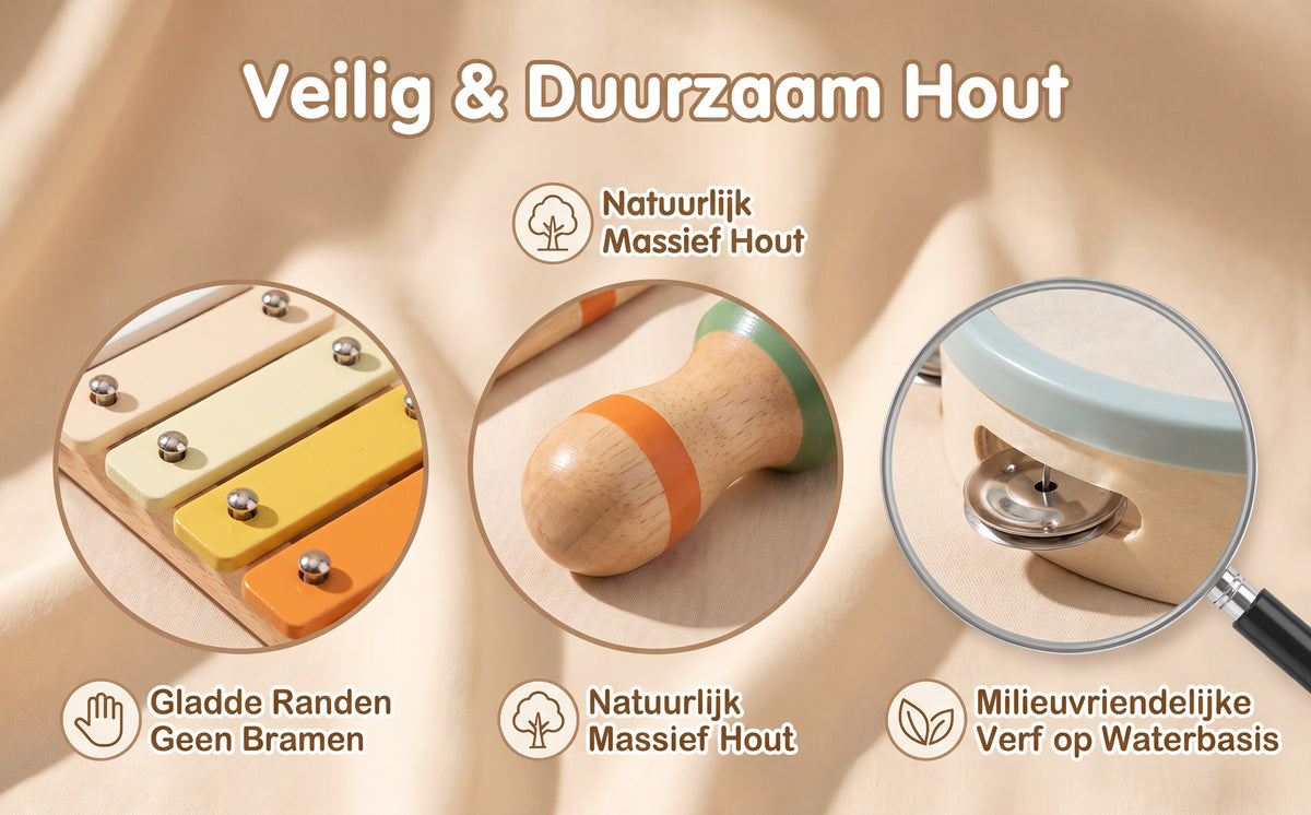 Houten Muziekset Montessori Blauw | Russle