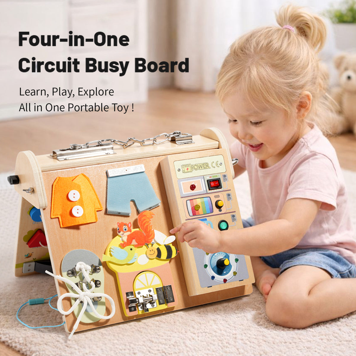 Houten Busyboard 4-zijdig | Russle