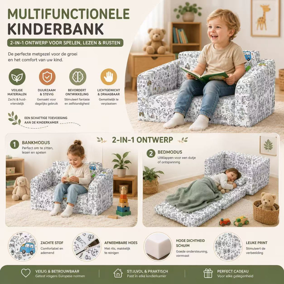 Kinderfauteuil Zelfinkleurbaar Aqua | Russle