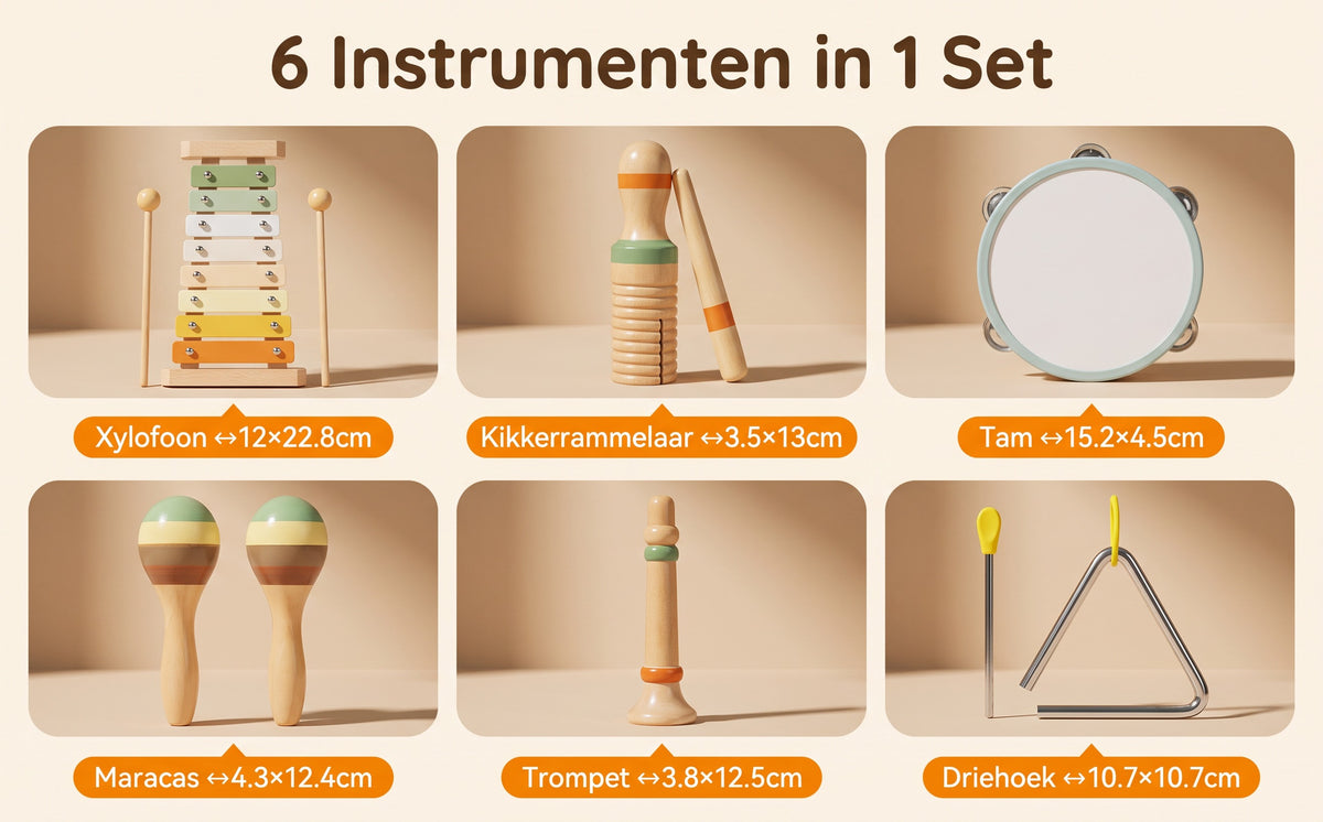 Houten Muziekset Montessori Blauw | Russle