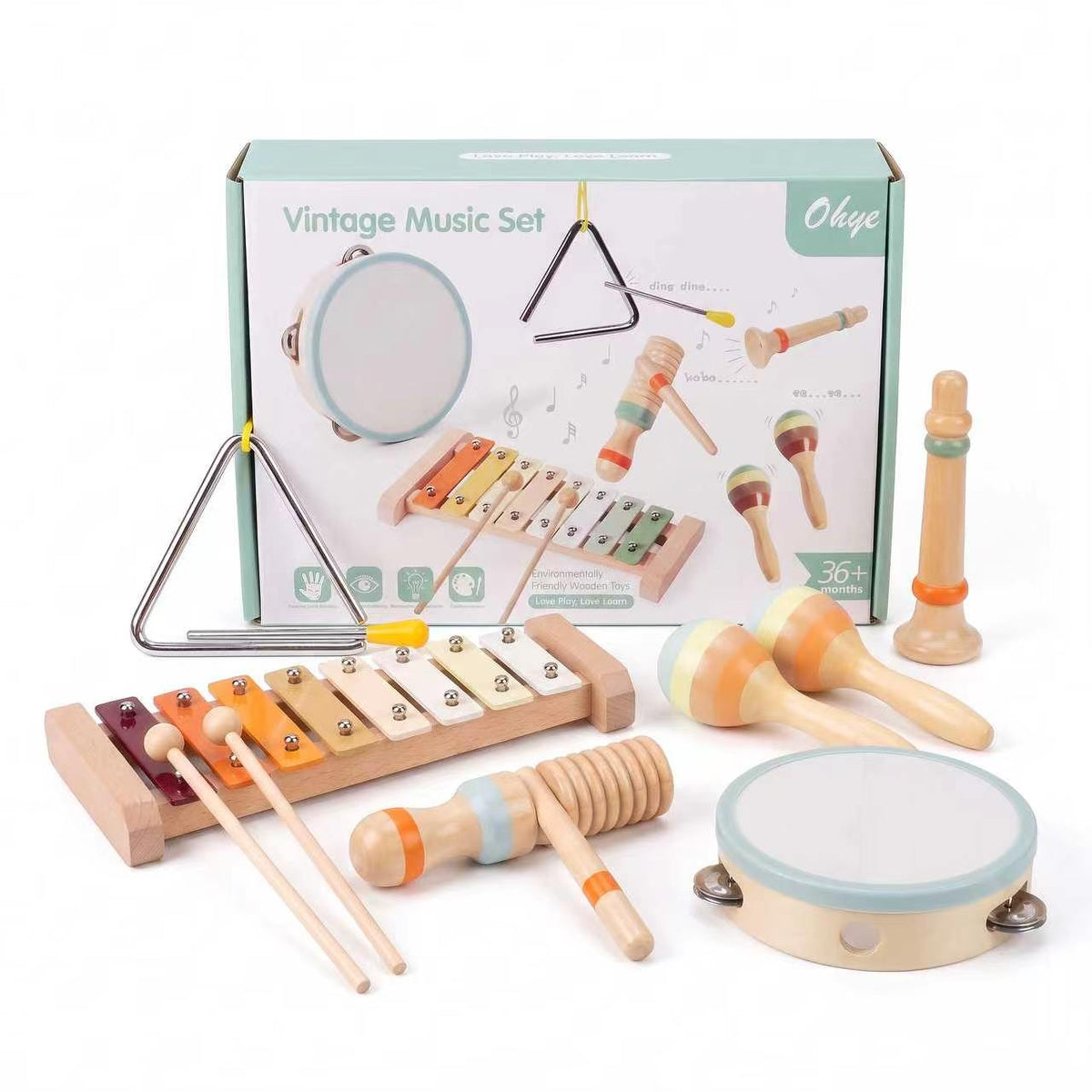 Houten Muziekset Montessori Blauw | Russle